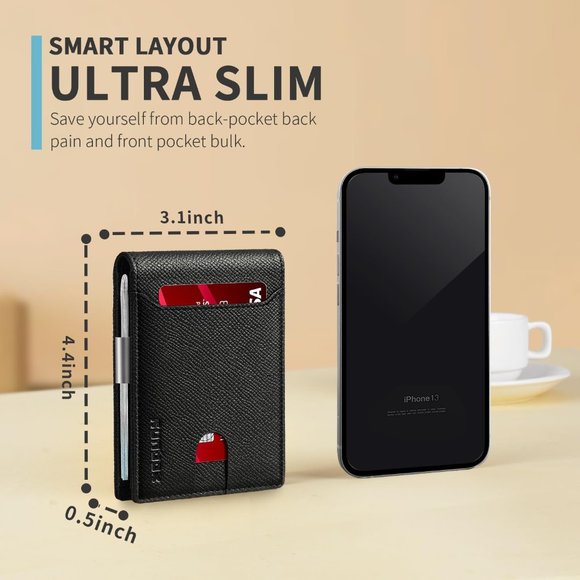 Men Credit Card Holder Thin Leather Wallet - Picture 3 of 6